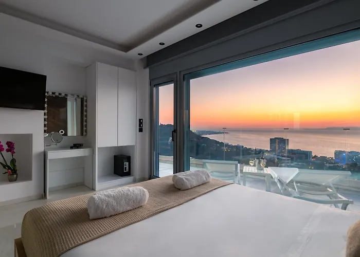 Rhodes Skyline With Out Door Jacuzzi Sea View A1 Lejlighed
